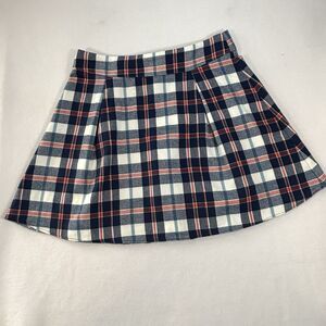 COPPER KEY Blue Red Plaid Skirt  Y2K Short Mini Faux Wool